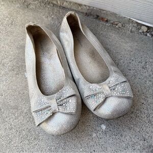 3 for $15 Stuart Weitzman Fannie Ballerina Shimmer Silver Ballet Flat Size EU35
